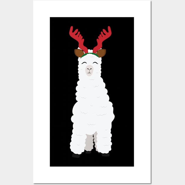 Llama with reindeer antlers Wall Art by holidaystore